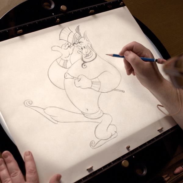 sketch of the genie from Disney's Aladdin