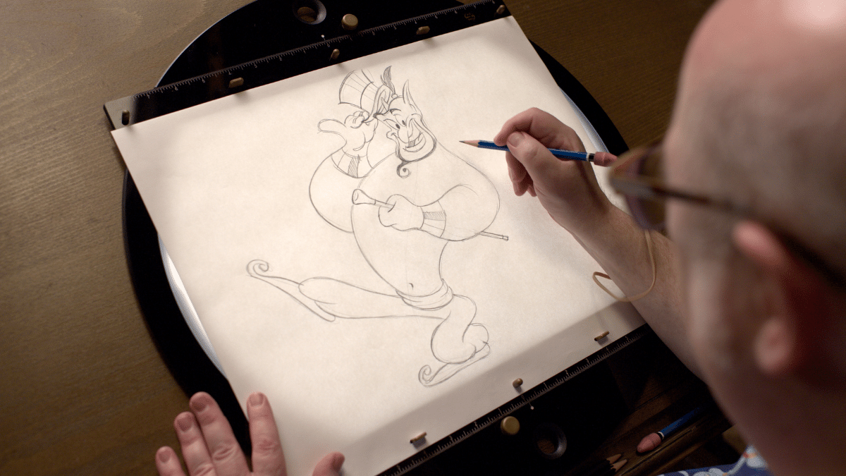 sketch of the genie from Disney's Aladdin