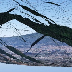 the inside rendering of mountains under blue sky.